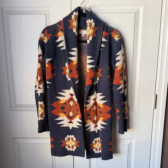 Lucky Brand Sweaters - Lucky Brand Aztec Patterned Open Cardigan